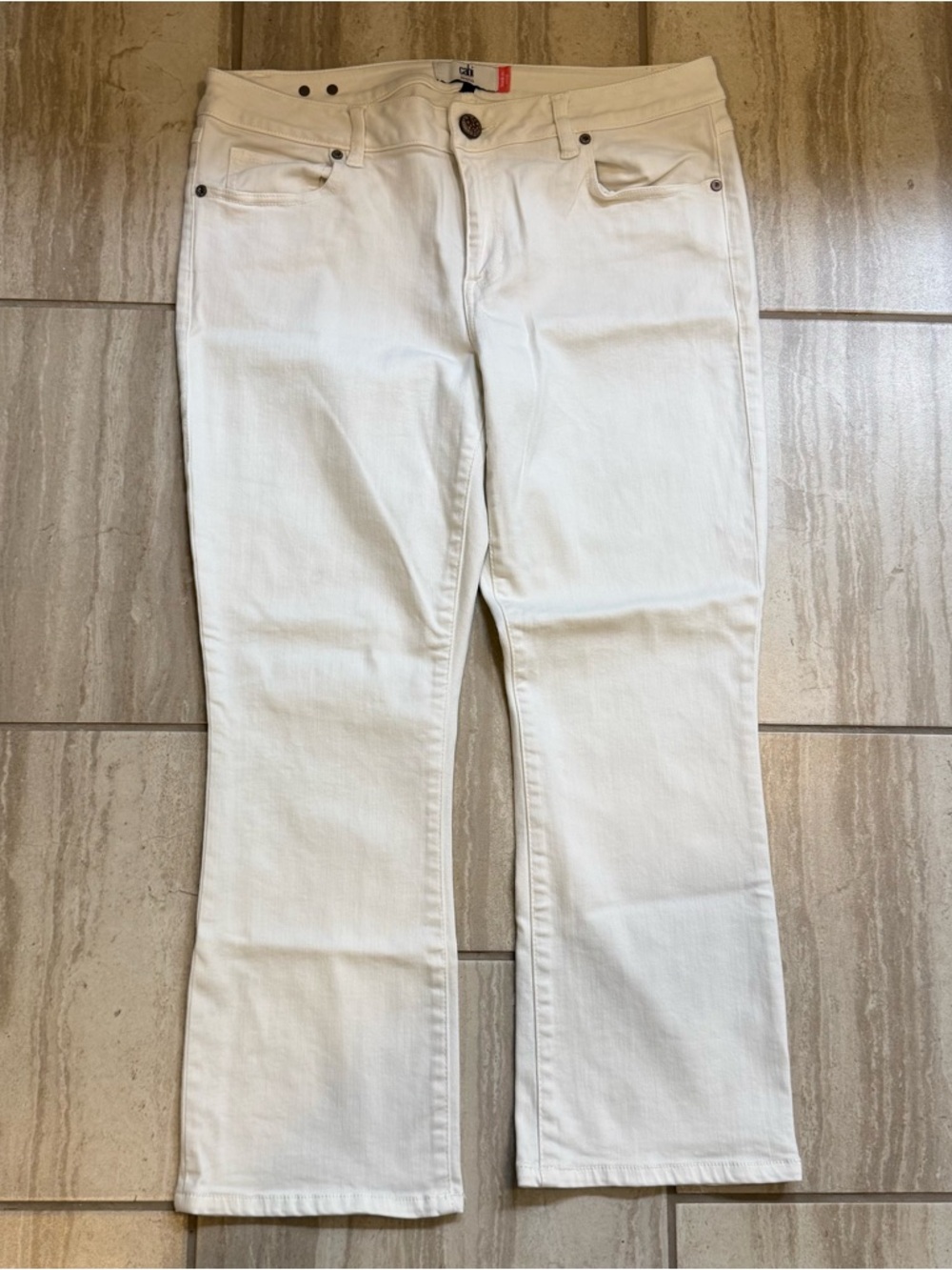 CAbi White Flare Jeans